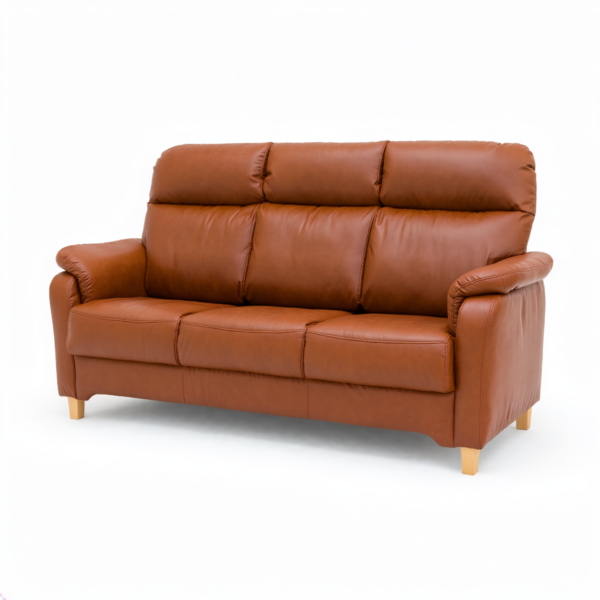 kotimainen Relax 3 istuttava nahkasohva, konjakki, soft-kaluste