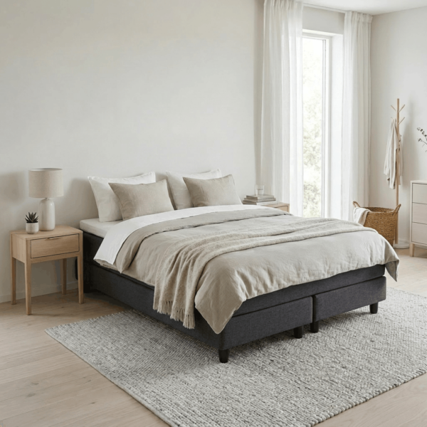 Sirius Ergo Natural jenkkisanky 160x200 jousitetulla luonnonkumi petauspatjalla tumman harmaa, soft-kaluste